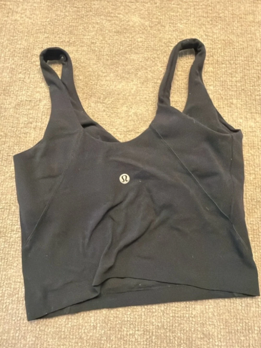 Lululemon Black Sports Bra Size 2 Minimalist Athletic Yoga Workout 0827